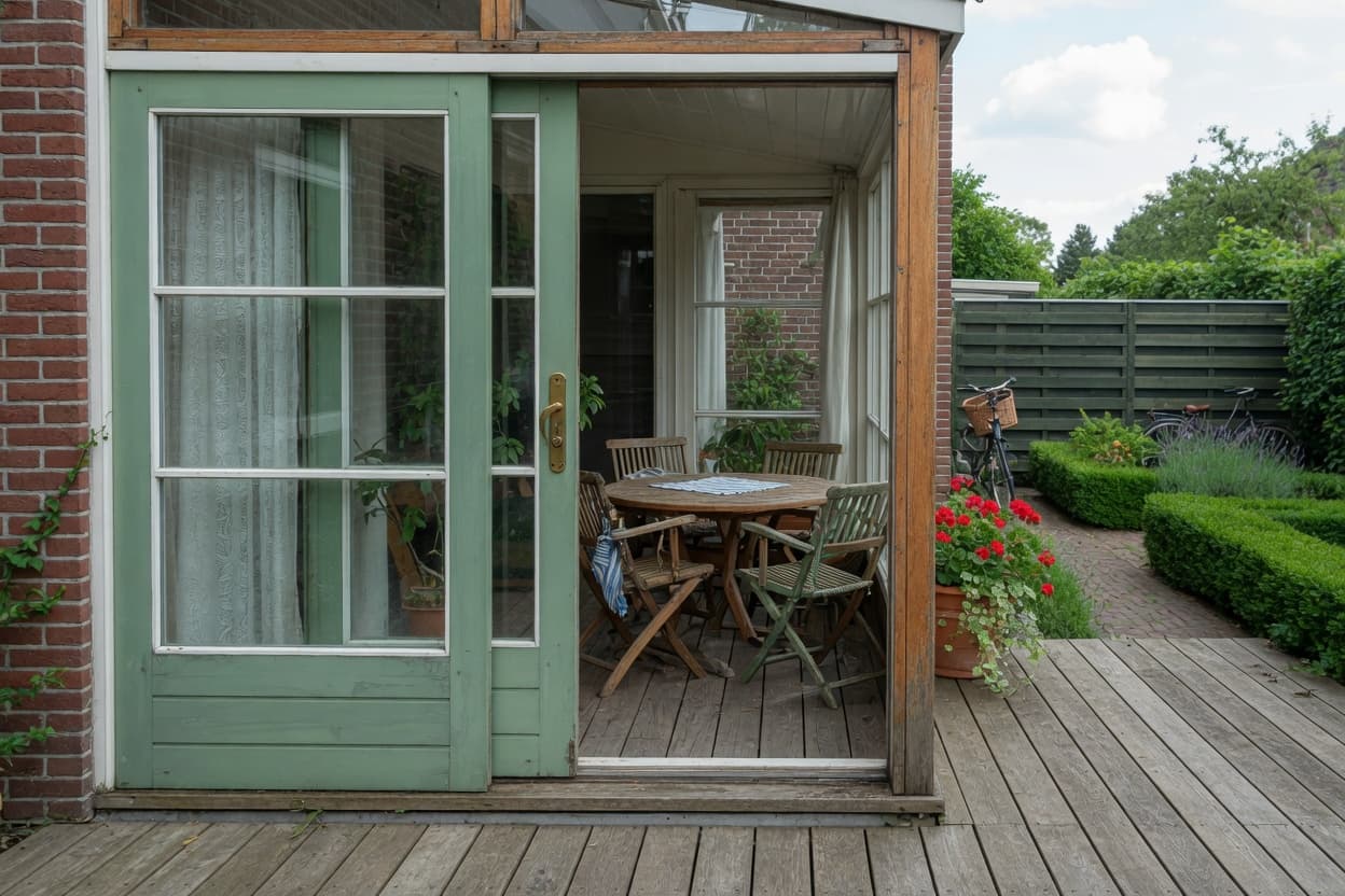 Houten schuifpui